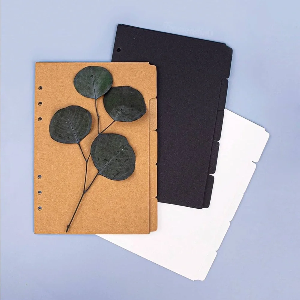 Framendino 3 Sets A5 Index Paper Binder Dividers 5 Sheets Set for 6 Holes Rings